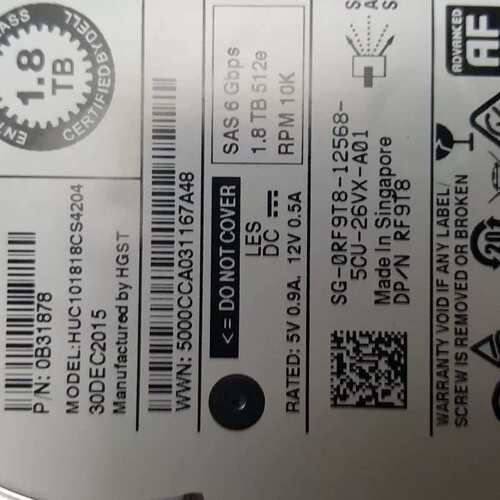 适用 /SAS RF8T8 1.8T 2.5寸 10K服务器硬盘HUC1018CS4议价