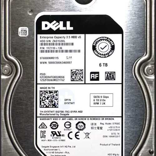 YXTWT 6T 硬盘SATA 7.2K3.5寸 企业级 ST6000NM0115议价