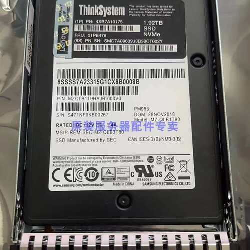 4XB7A10175 01PE478 1.92TB SSD NVME PM983 服务器固态硬盘议价