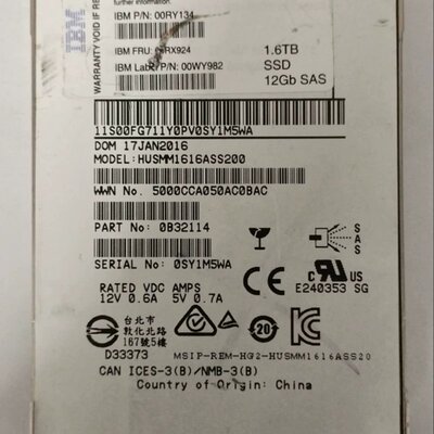 1.6T 12G SAS 00RX924 00RY134 HUSMM1616ASS200 提供测报议价