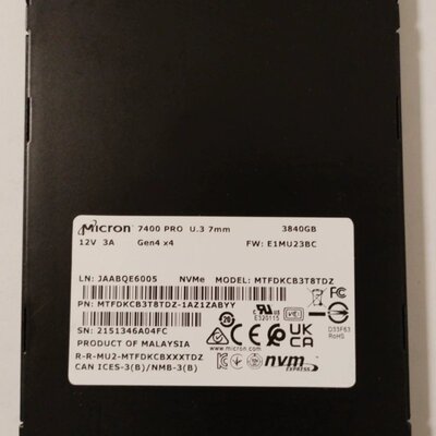 7400PRO U3 3.84T MTFDKCB3T8TDZ NVME 服务器SSD 提供测报议价