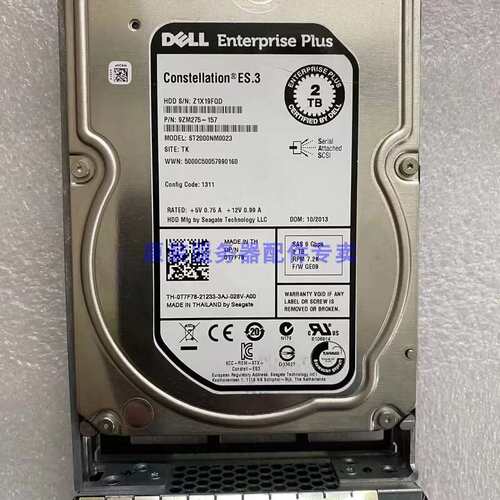 EQ SC ST2000NM0023 0T7F78 2TB 2T SAS 3.5 128MB 7.2k硬盘议价