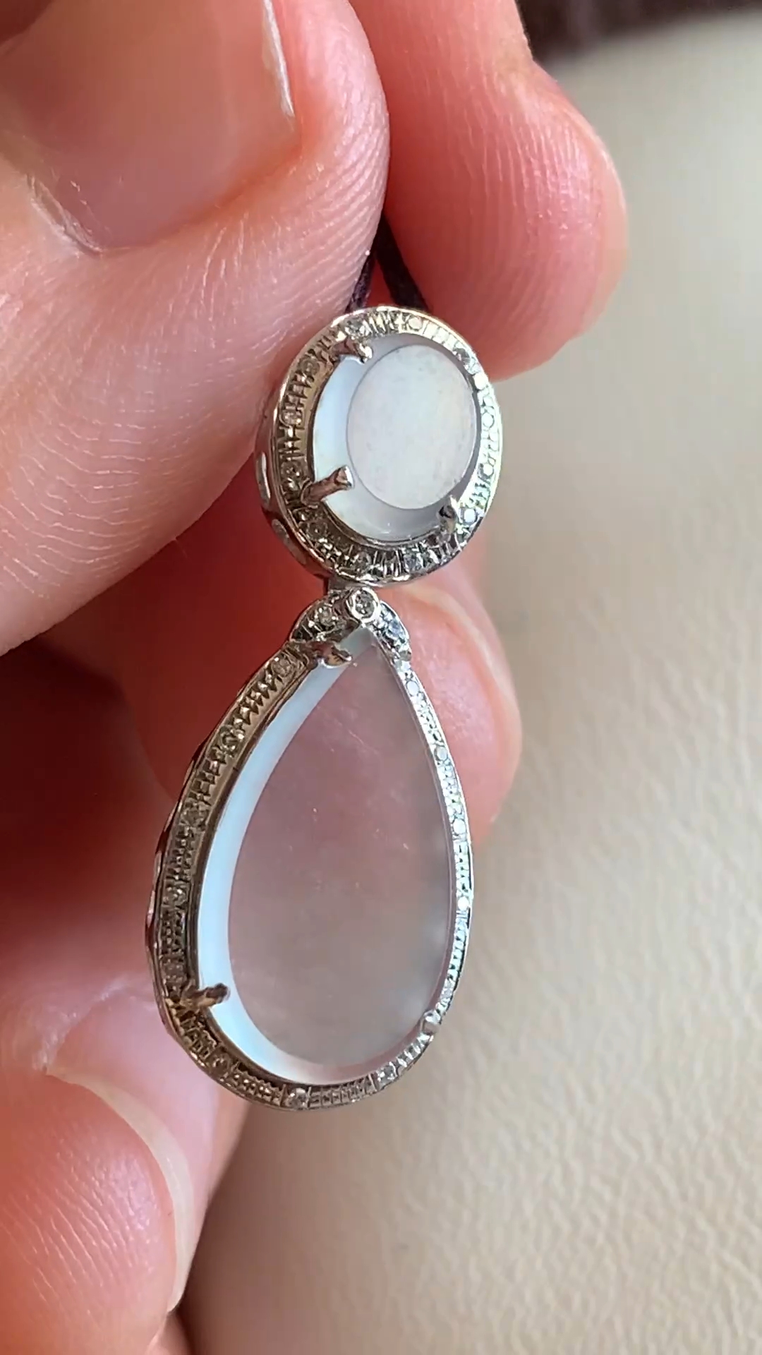 高冰玻璃种翡翠无事牌吊坠 18K金镶嵌无事牌挂件 天然缅甸A货玉牌