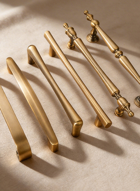 法式柜门黄铜把手衣柜门抽屉中古风胡桃木圆球新中式吊坠小拉手