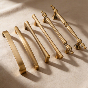 法式柜门黄铜把手衣柜门抽屉中古风胡桃木圆球新中式吊坠小拉手