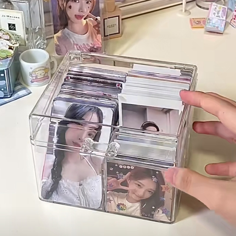 透明桌面小卡卡片带盖收纳盒