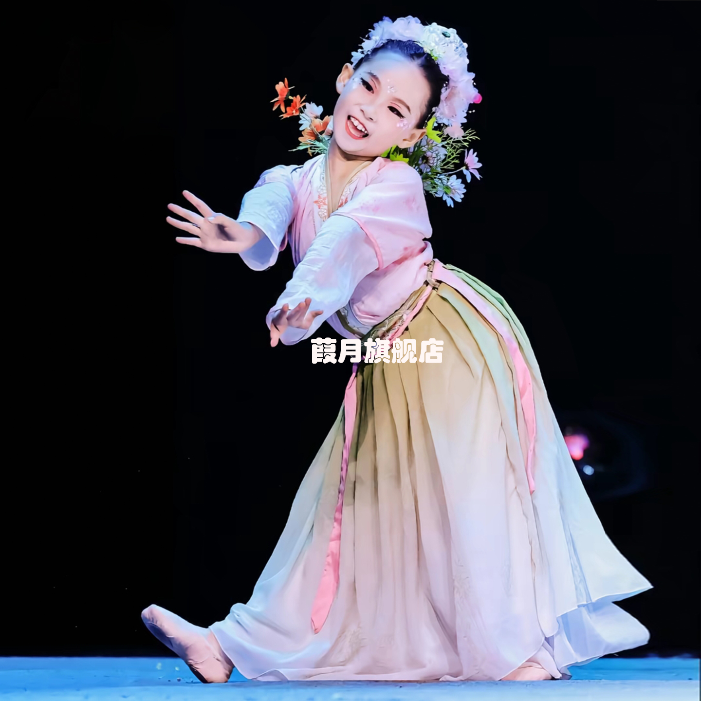 春和景明舞蹈服汉服古典舞演出服背篓桃花道具儿童汉唐古风表演服