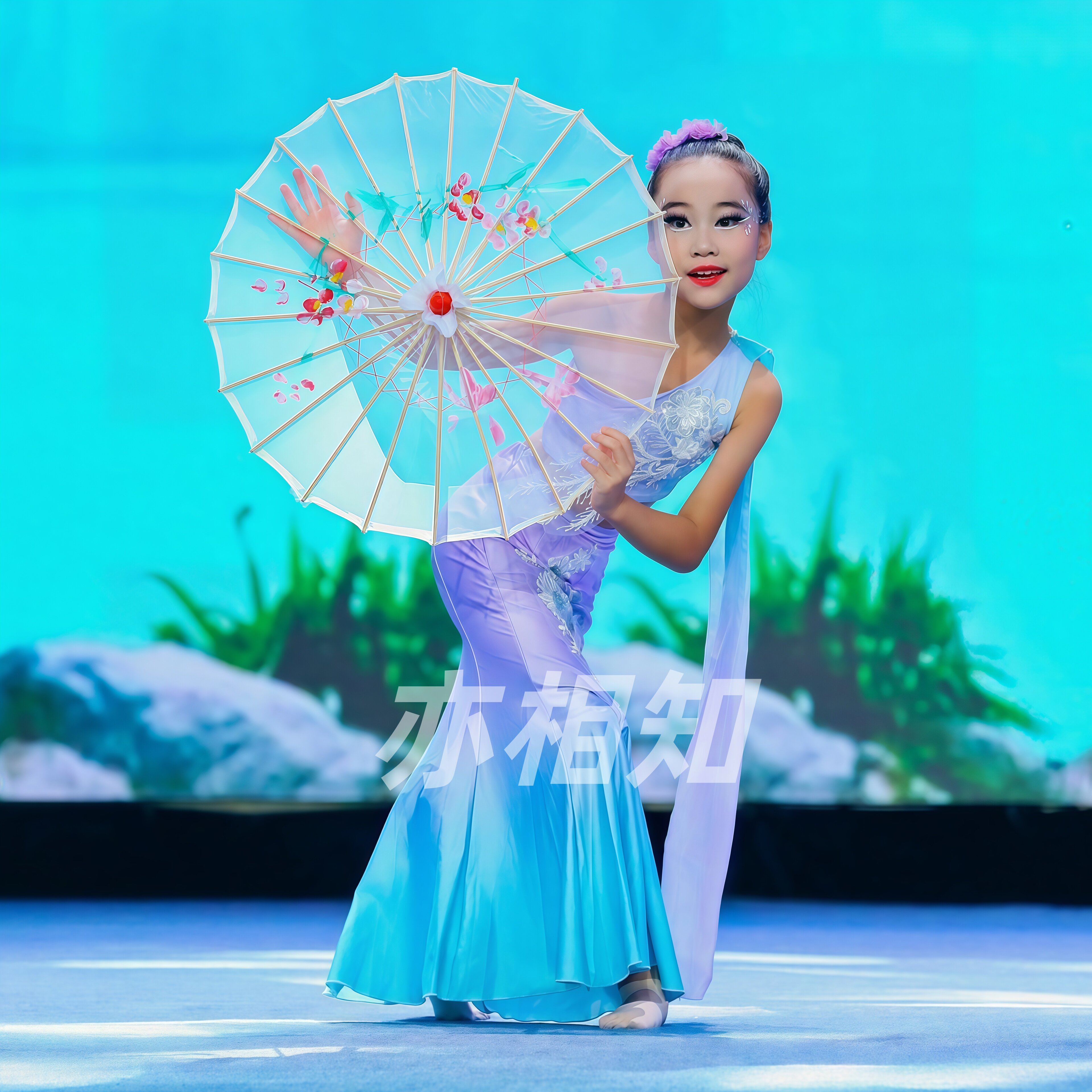女童傣族孔雀舞鱼尾裙比赛服