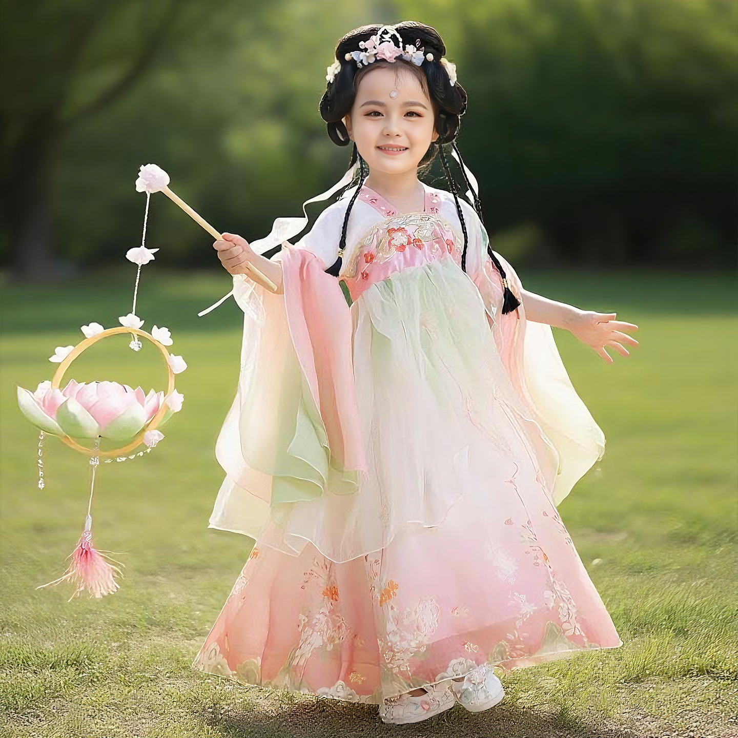 儿童古典舞演出服少儿中国舞女童艺考飘逸独舞大摆裙粉色女童汉服