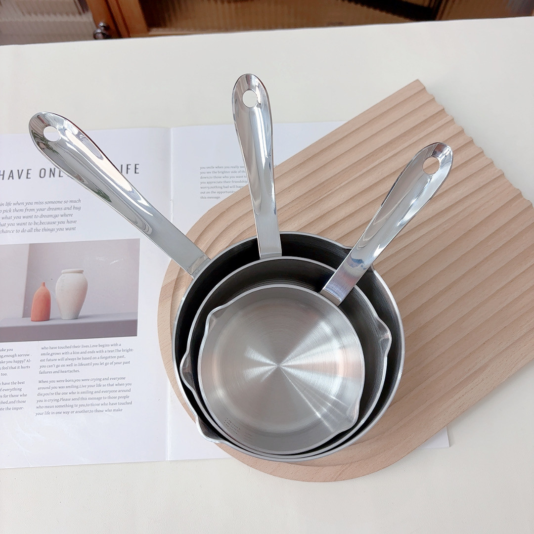 304不锈迷你小奶锅不粘锅热油锅烘焙黄油锅宝宝辅食锅10/12/14cm