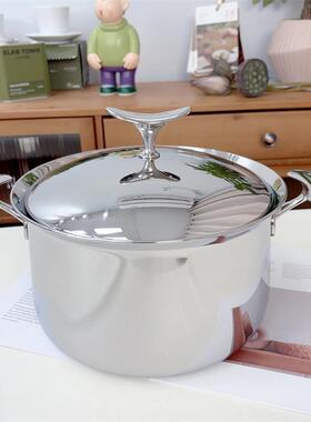 LUCUKU鲸鱼王304不锈钢汤锅高深汤锅无层钢加厚高汤煲20/22/24cm