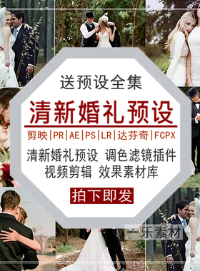 清新婚礼预设PR调色PS滤镜LR剪映FCPX达芬奇LUT插件视频效果素材
