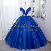 悠洛姌演出服新款 宝蓝色重工蓬蓬裙礼服舞台表演独唱艺考显瘦礼服