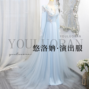 悠洛姌演出服新款优雅显瘦重工刺绣礼服舞台表演艺考独唱演出服