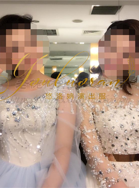 婚礼司仪礼服女主持人美声独唱礼服白色演出服独唱女长款民歌鱼尾