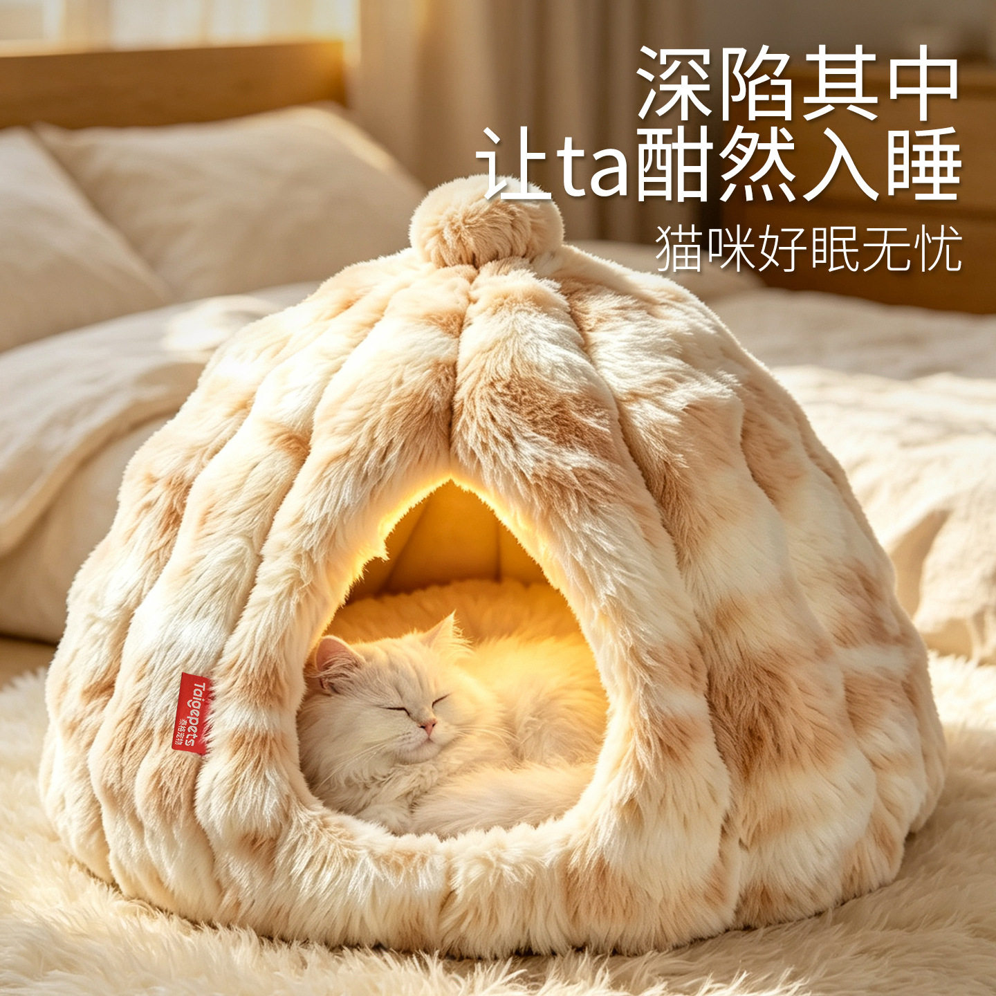 冬季保暖封闭南瓜绒猫狗窝