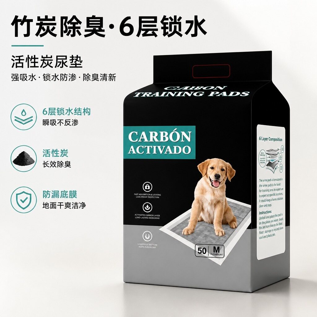 竹炭除臭超厚吸水宠物尿垫