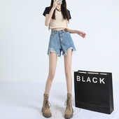 复古牛仔短裤 子 宽松阔腿小个子破洞a字热裤 女高腰2025年新款 夏季