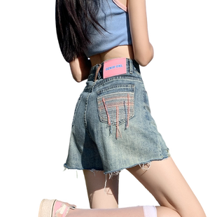 高腰牛仔短裤女夏季2025新款宽松显瘦a字小个子网红辣妹薄款热裤