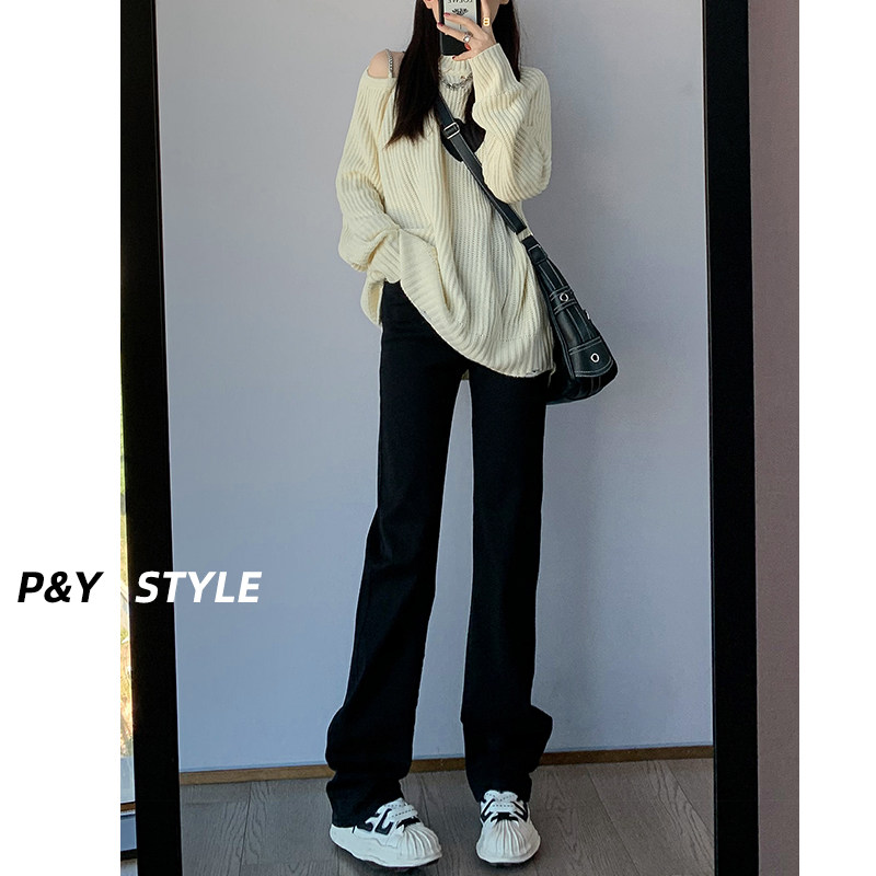 黑色高腰爆款直筒牛仔裤女2025新款夏季宽松窄版小个子烟管拖地裤,女装/女士精品,牛仔裤,淘宝优惠券,粉丝福利购,淘宝优惠卷