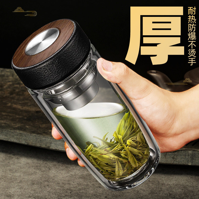 双层鹅蛋杯玻璃茶杯大容量车载水杯男士耐高温泡茶杯子家用喝水杯,汽车用品/电子/清洗/改装,汽车文化产品,淘宝优惠券,粉丝福利购,淘宝优惠卷