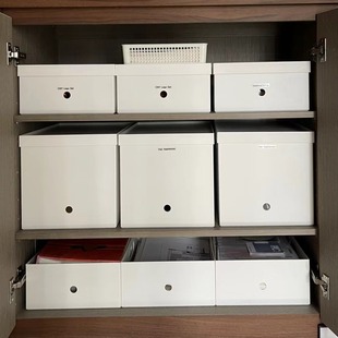 桌面直角收纳盒带盖子带滑轮硬大容量整理箱文件玩具 德国进口日式