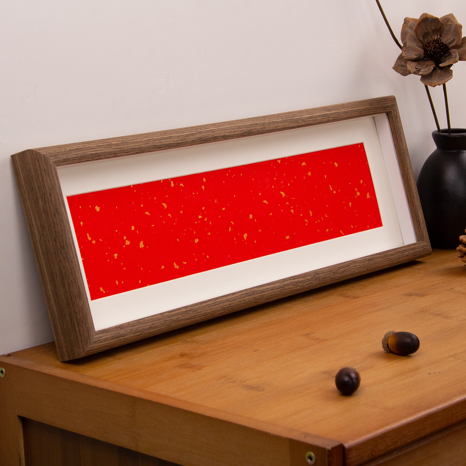 空白书法相框定制喜庆红色桌面摆件茶室装饰字画摆台书画作品定制