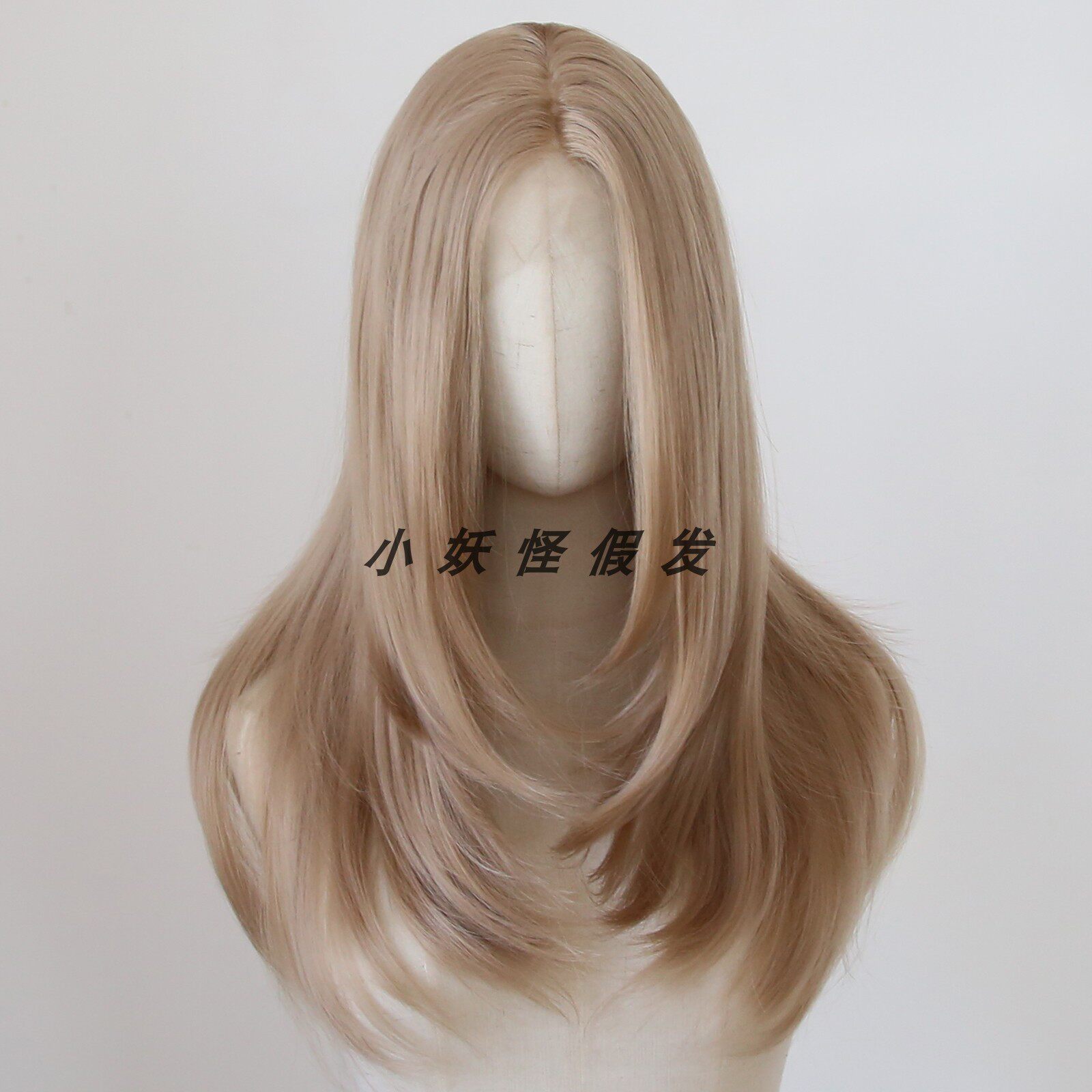 八字刘海浅棕色蜂蜜金前蕾丝高温丝全头假发逼真自然整顶假发套