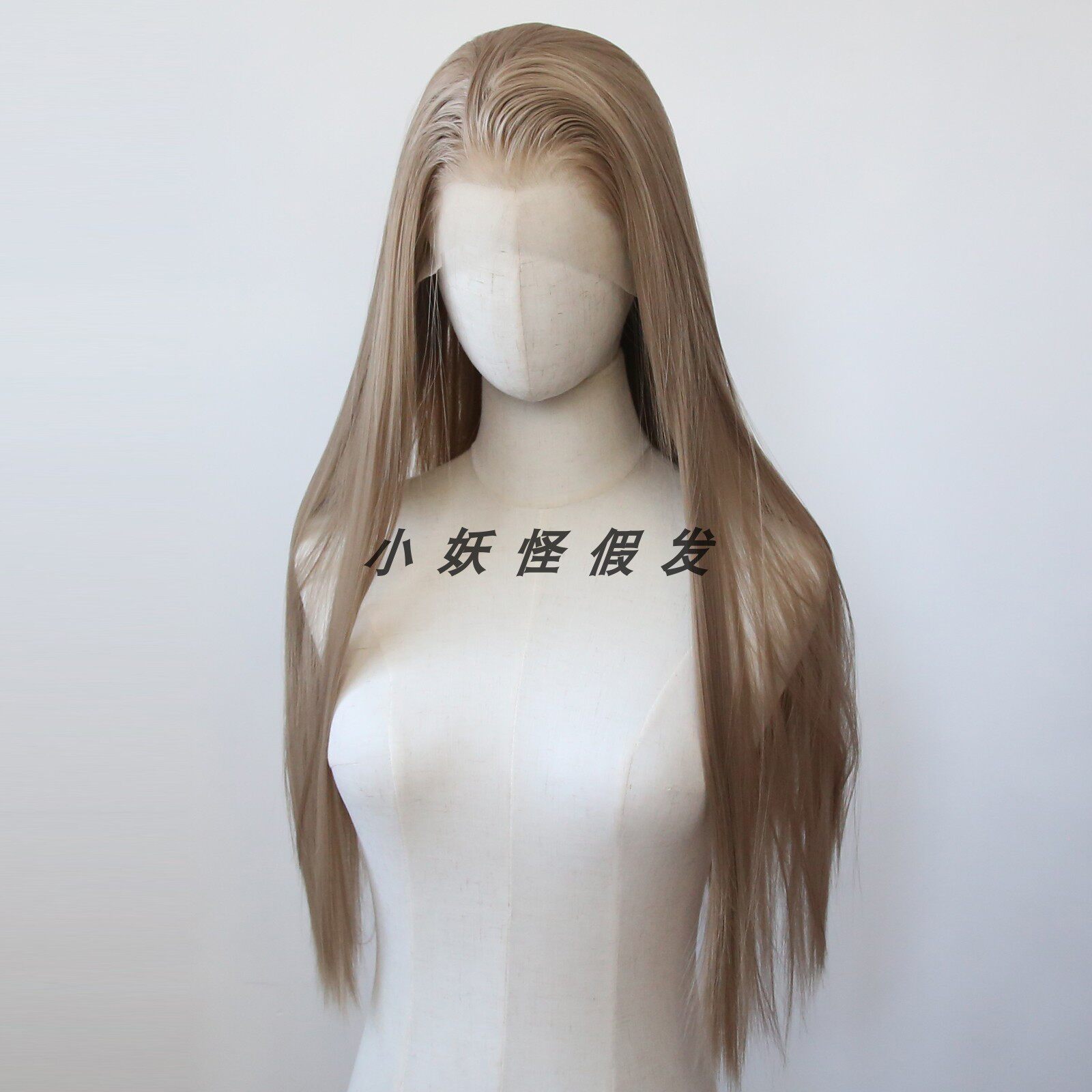 浅棕色蜂蜜金前蕾丝化纤高温丝假发逼真自然欧美长直发整顶假发套