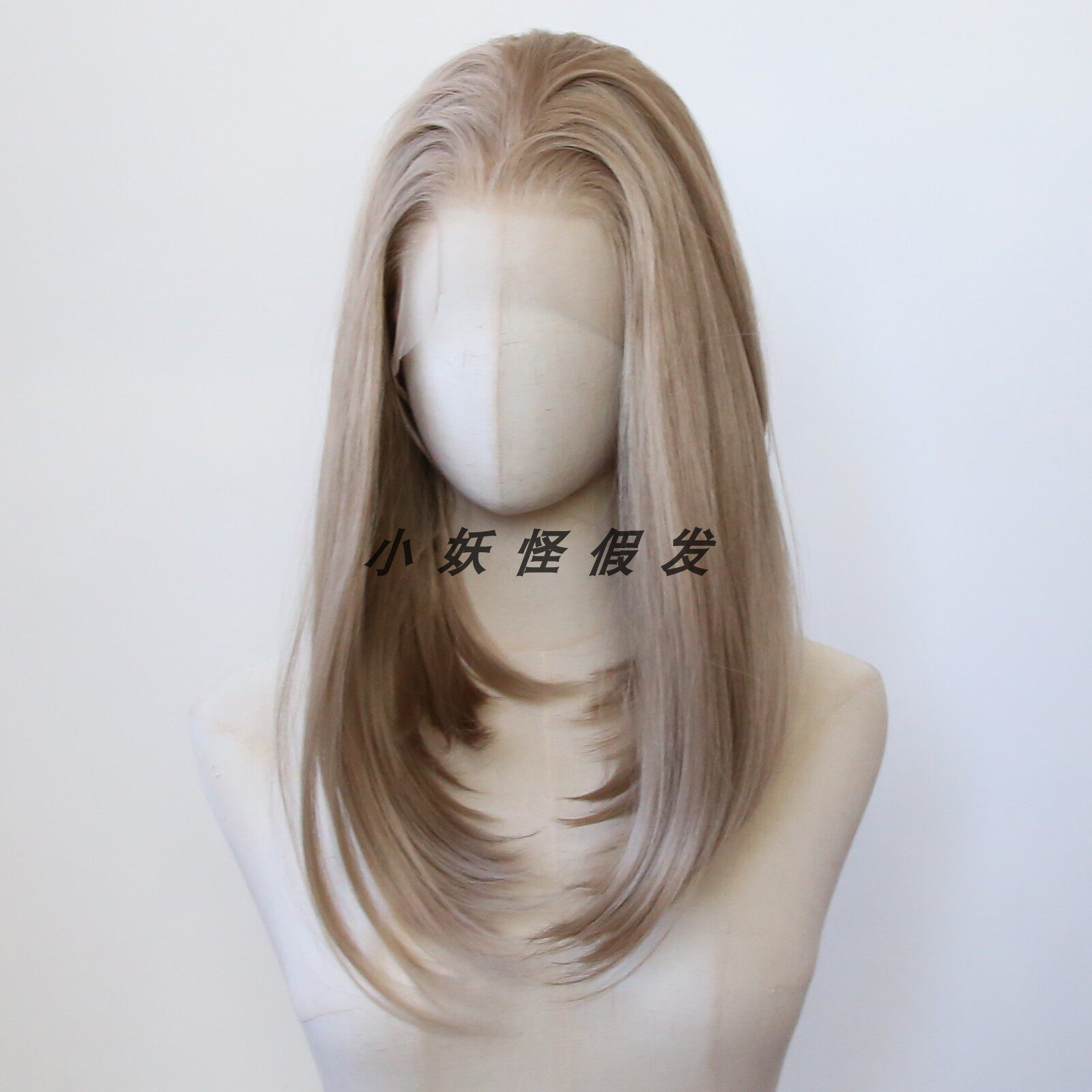 蜂蜜金棕内扣短发波波头浅棕色前蕾丝化纤高温丝假发Bob整顶假发