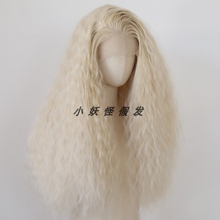 金色前蕾丝全头假发自然蓬松拉美卷发欧美风金发高温丝整顶假发套