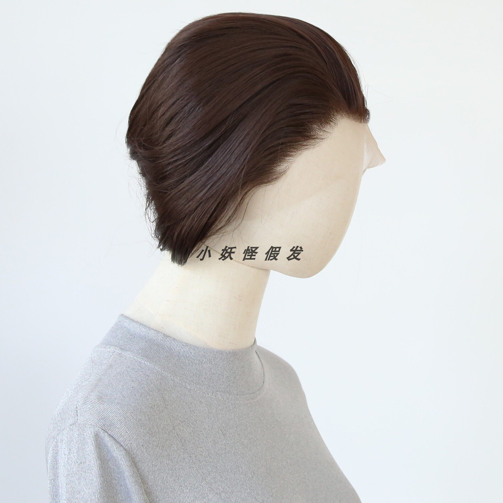 茶黑深棕齐耳短发男生波波头cos前蕾丝假发自然逼真bob化纤全头套