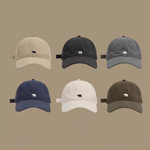 2023新款美式棒球帽女夏季软顶北极熊鸭舌帽韩版百搭显脸小防晒帽