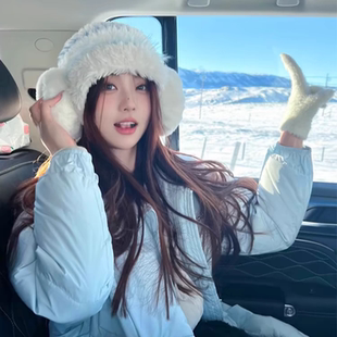 暖呼呼帽子女冬毛绒渔夫帽2024新款保暖防寒大头围风雪护耳毛线帽