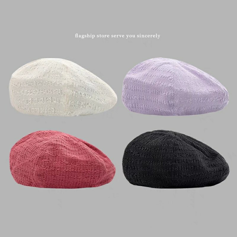 韩国褶皱贝雷帽女春夏季薄款肌理感画家帽子文艺可爱蓓蕾帽学生潮