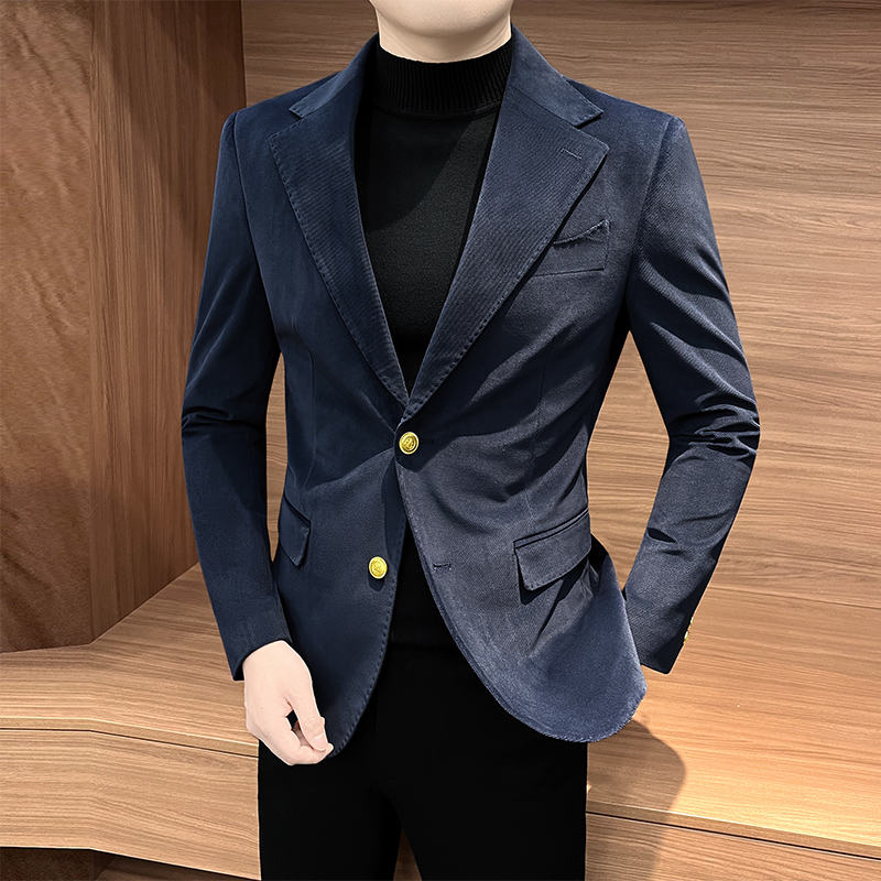 灯芯绒西装外套男秋冬款2025新款高级感痞帅正装韩版修身休1115h