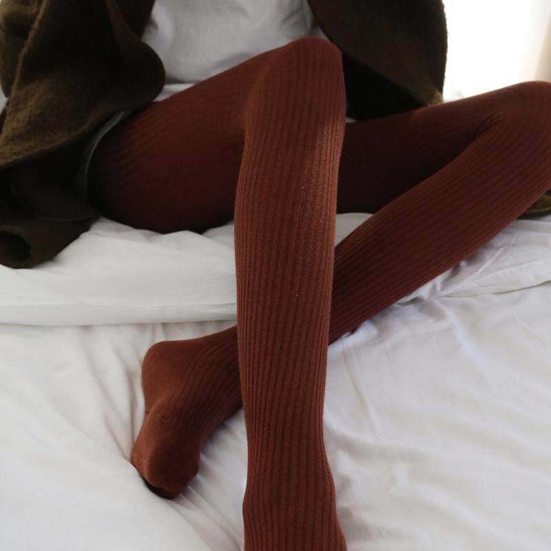 日系竖条纹显瘦美腿针织打底袜