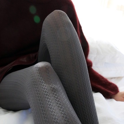 春秋100D天鹅绒麻花显瘦百搭提花性感日系高级简约连裤袜打底袜