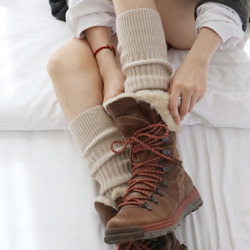 秋冬坑条加厚踩脚保暖过膝袜套