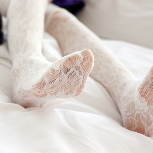 纯色浪漫酱紫色花朵蕾丝性感甜美镂空提花连裤 打底丝袜网袜 袜薄款