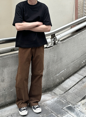 Oua美式复古直筒休闲裤男女cleanfit美拉德宽松显瘦垂感百搭长裤
