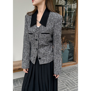 设计感卡腰小香风外套女粗花呢肌理显贵气收腰剪裁掐出小蛮腰优雅