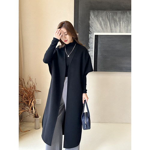 斗篷式双面呢大衣软糯挺括有质感保暖锁温不臃肿垂坠感佳舒适百搭