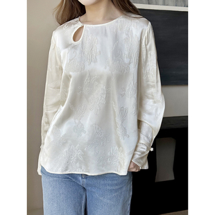 长袖新中式上衣经典盘扣斜襟设计自带东方韵味微宽松版型遮肉显瘦