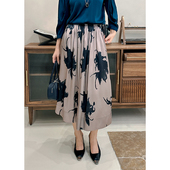 暗香疏影印花半裙高腰A字版 型遮胯显瘦垂顺面料飘逸舒适日常通勤