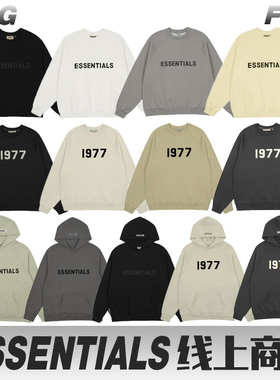 ESSENTIALS圆领卫衣薄款美式FOG潮牌男女情侣纯棉宽松1977连帽衫