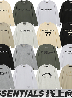 潮牌ESSENTIALS圆领长袖t恤薄款美式FOG男女纯棉宽松内搭打底衫