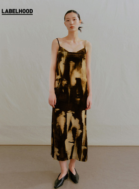 【SALE】【CHEN XU】蕾虎简约印花真丝吊带连衣裙A字半裙装套装