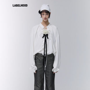 【SALE】【Assignments】蕾虎康乃馨缎带衬衫百搭秋冬气质女上衣