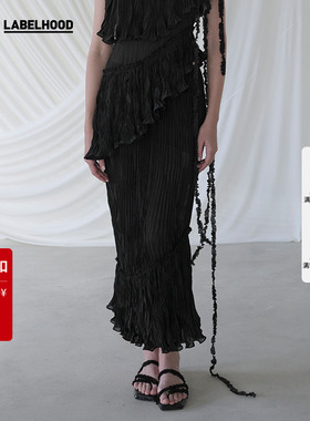 【SALE】【ASSIGNMENTS】蕾虎设计感褶饰绉纱斜边半裙优雅半身裙